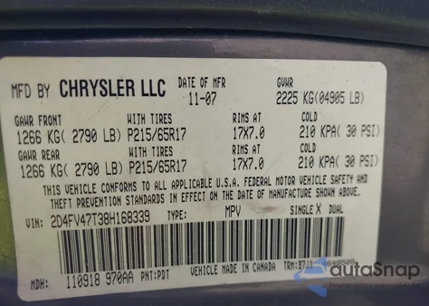 2008 Dodge Magnum from USA, damaged, VIN 2D4FV47T38H168339